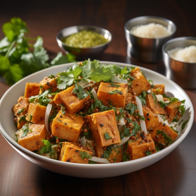 Paneer Tikka Indian cottage cheese marinated and grilled with spices Tandoori