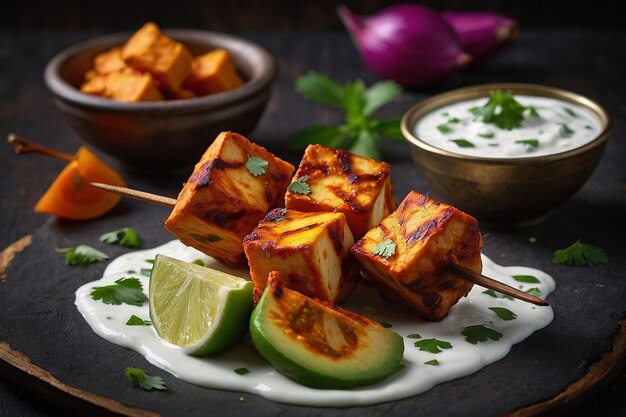 Photo paneer tikka yogurt