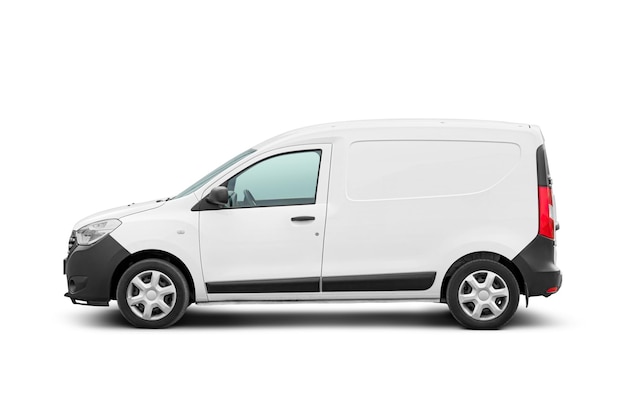 Photo panel van side view isolated on a white background side view of a modern blank sedan delivery