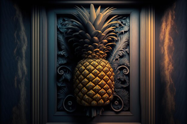 A panel with a pineapple