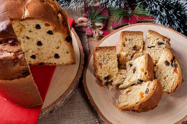 Panettone cake served at Christmas