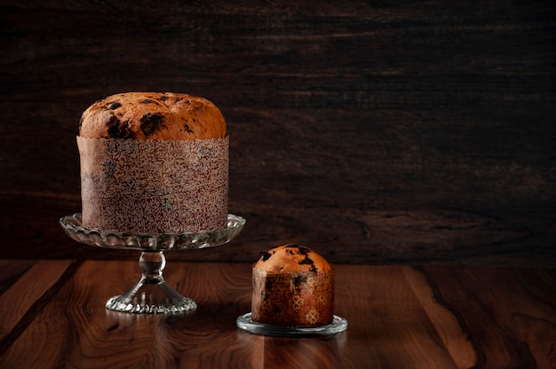 Panettone cake on table