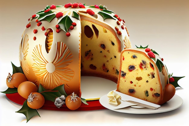 Panettone is het traditionele Italiaanse dessert voor Kerstmis Generative Ai