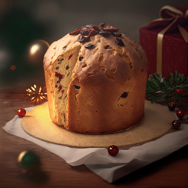 Foto il panettone è il dolce tradizionale italiano per natale