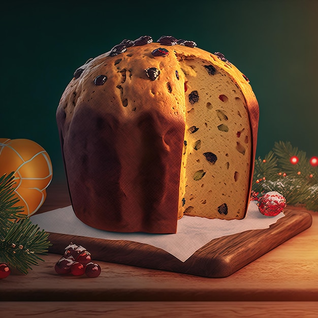 Foto il panettone è il dolce tradizionale italiano per natale