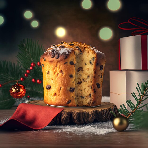 Foto il panettone è il dolce tradizionale italiano per natale