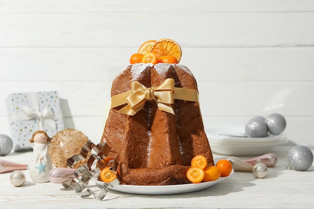 Foto il panettone è un dolce natalizio della tradizione italiana