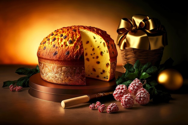 Panettone italian classic dessert for christmas and new year celebrations