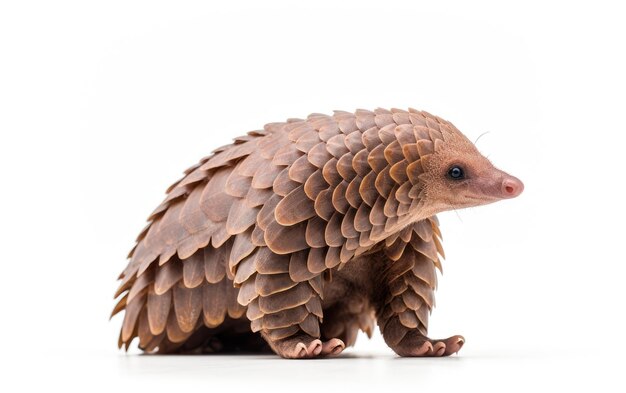 Pangolin Scales Detail on White Background