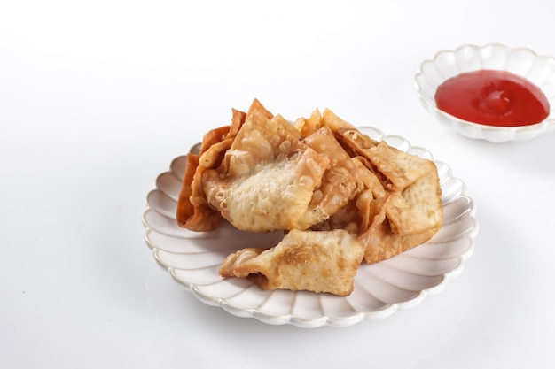 Pangsit Goreng or Chicken Fried Dumpling usually served as a condiment for noodle dishes.