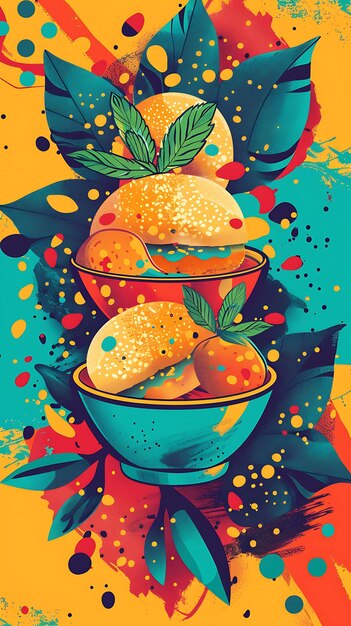 Pani Puri Tangy Tamarind and Mint Leaves Decoration Bright a Illustration Food Drink Indian Flavors