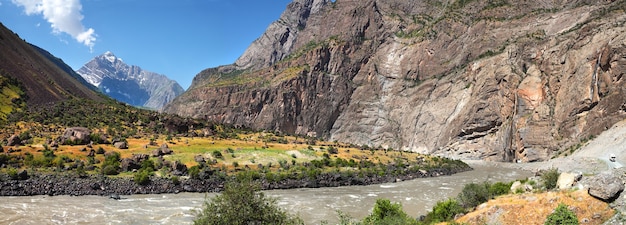 Panj River on the border of Tajikistan and Afghanistan