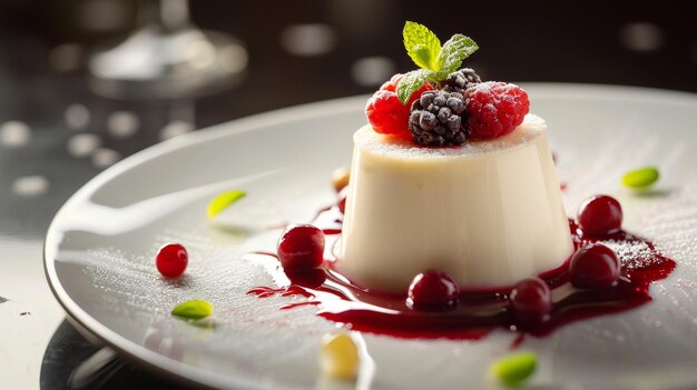 Panna cotta an Italian dessert on a plate