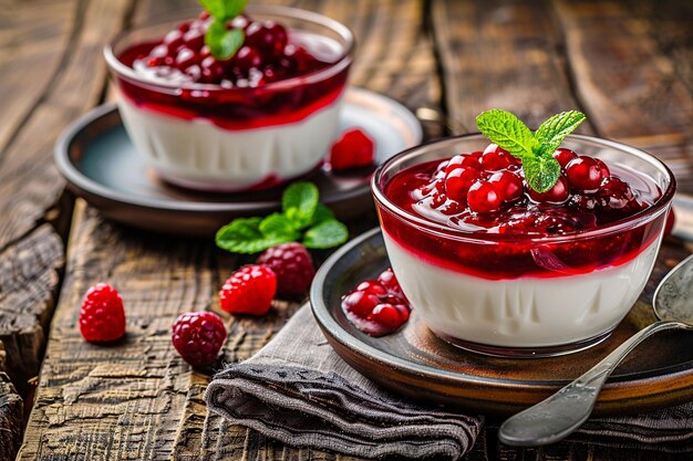 Panna cotta with a berry compote