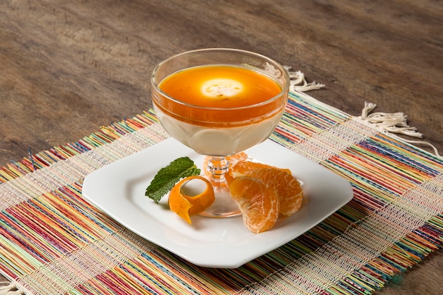 pannacota with tangerine sauce.