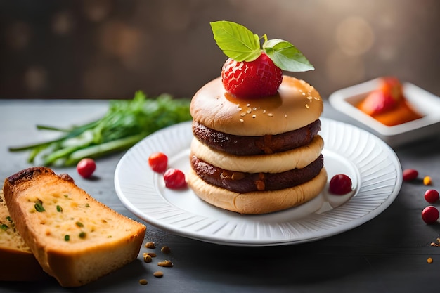 pannenkoeken met aardbei en chocolade op een bord