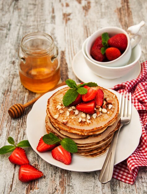 Pannenkoeken met aardbeien