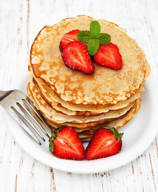 Pannenkoeken met aardbeien