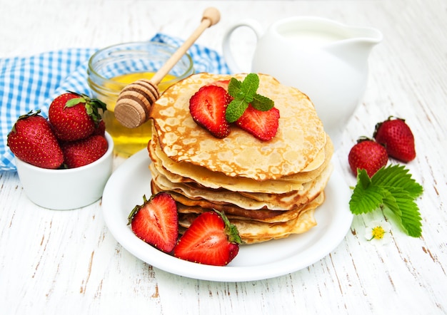 Pannenkoeken met aardbeien