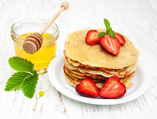 Pannenkoeken met aardbeien