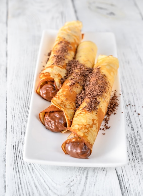 Pannenkoeken met chocoladeroom