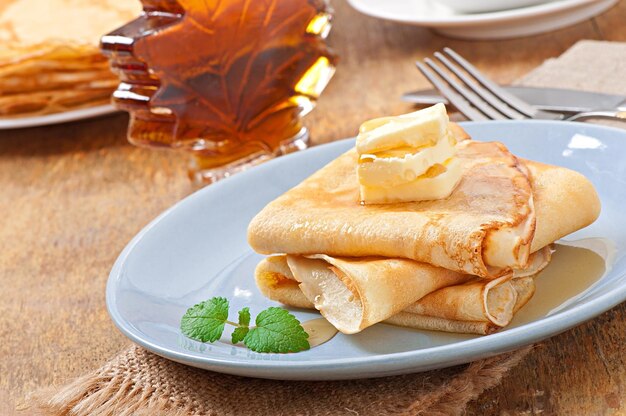 Pannenkoeken met esdoornstroop