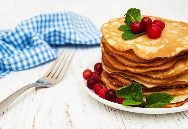 Pannenkoeken met veenbessen