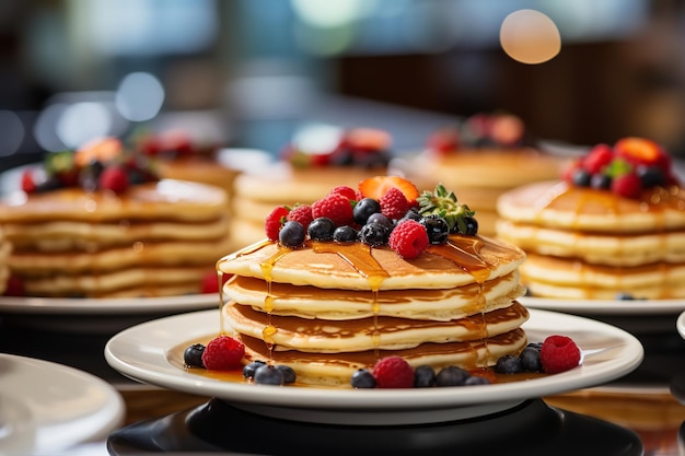 Pannenkoekenontbijtbuffet in een chique hotel