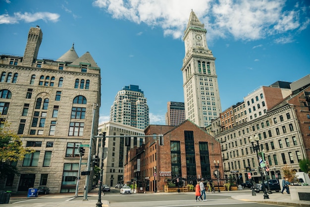 Panoraam schilderachtig financieel centrum uitzicht op de stad Boston USA 2 september 2023