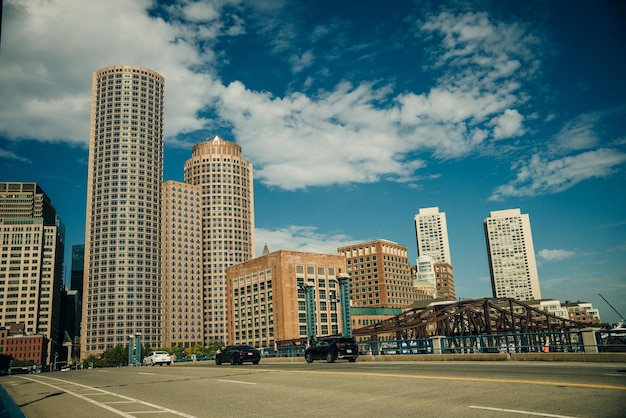 Panoraam schilderachtig financieel centrum uitzicht op de stad Boston USA 2 september 2023