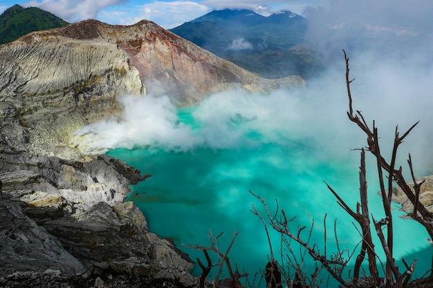 Foto panoraambeeld van de vulkanische berg