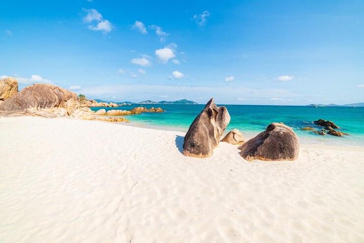 Foto panoraambeeld van mensen op het strand tegen de lucht