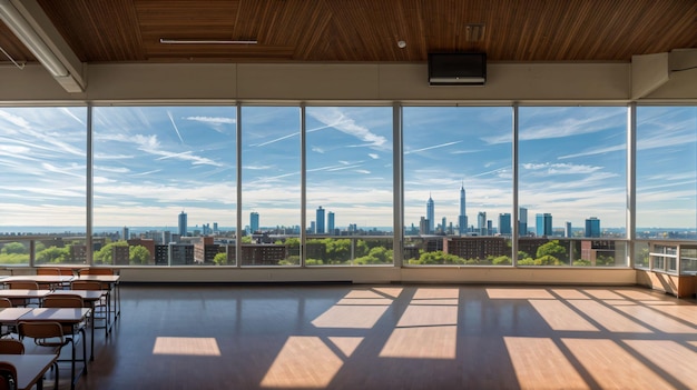 Foto panoraamvenster in een klaslokaal