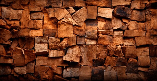 Panorama achtergrond hout brandhout textuur AI gegenereerde afbeelding