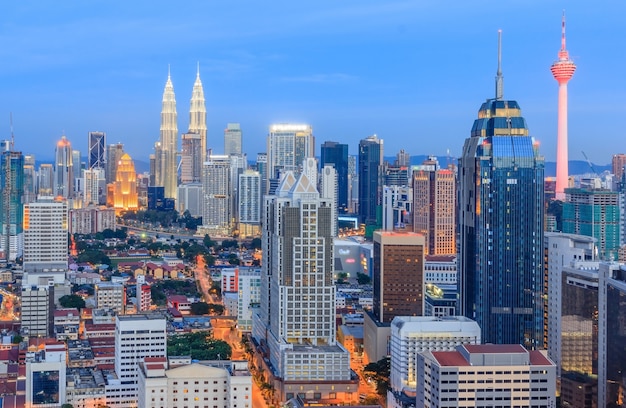 Panorama aerial view of Kuala Lumpur cityscape skyline, Malaysia