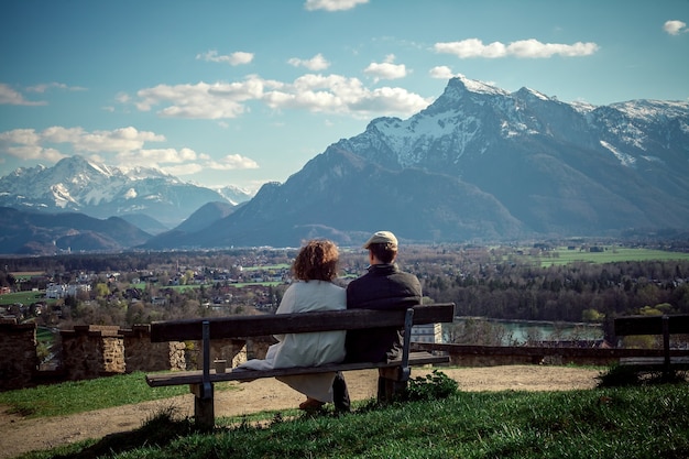 Panorama of the alpine mountain massif