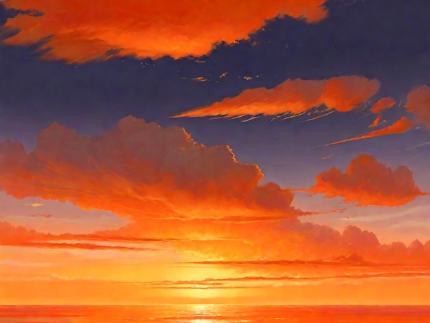 Panorama background of cloudy blue and orange sky AI_Generated