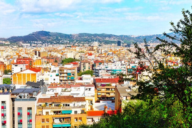 Panorama on Barcelona city from Montjuic castle.Catalonia. Spain.