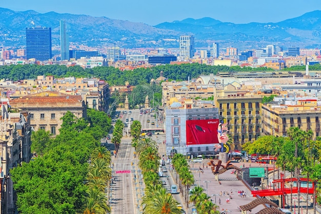 Panorama of Barcelona from the monument to Christopher Columbus