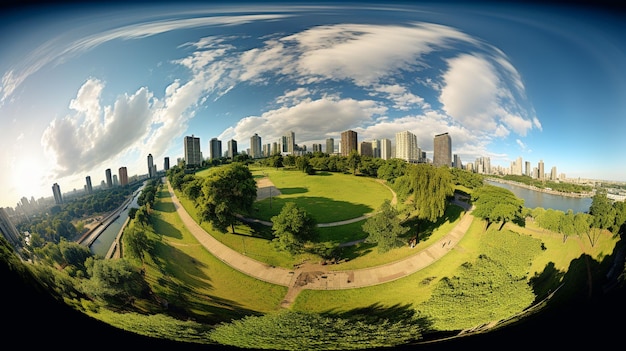 Panorama of big city park