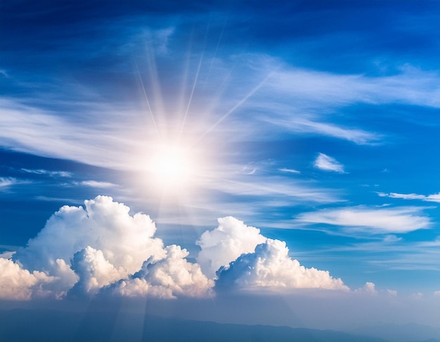 Panorama Blauwe hemel en witte wolken Fluffy wolk op de blauwe achtergrond