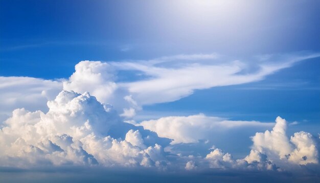 Photo panorama blue sky and white clouds fluffy cloud in the blue sky background