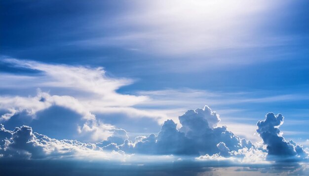 Panorama Blue sky and white clouds Fluffy cloud in the blue sky background