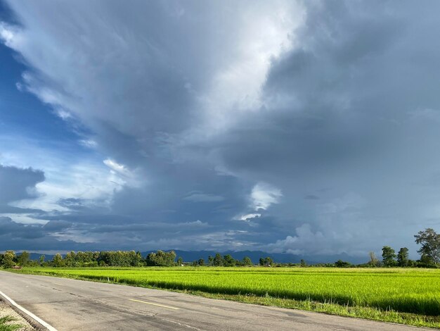 panorama blue sky with cloud and road background