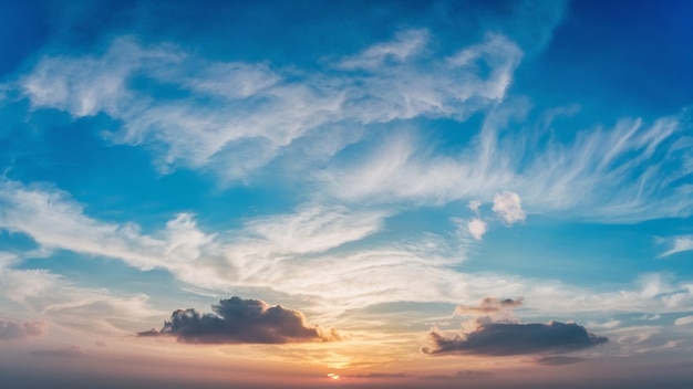 Panorama blue sky with soft cloud