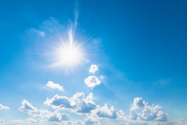 Panorama blue sky with white cloudy and sunlight