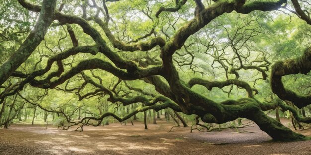 Panorama of branches from the Angel Oak Tree