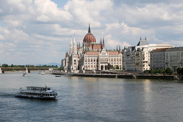 Panorama of Budapest with the Danube and the Parliament building, Hungary