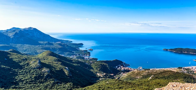 Photo panorama of budva and rafailovici in montenegro