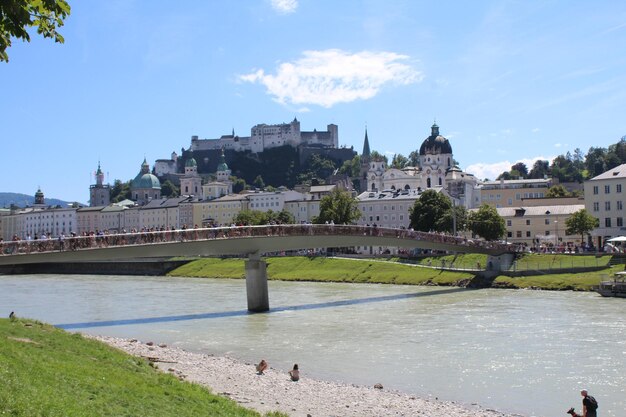 Panorama of the castle and the historic center in Salzburg